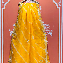 ORGANZA GOTA PATTI LEHERIYA HANDWORK SAREE