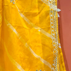 ORGANZA GOTA PATTI LEHERIYA HANDWORK SAREE