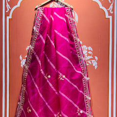 ORGANZA GOTA PATTI LEHERIYA HANDWORK SAREE