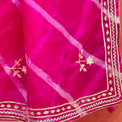 ORGANZA GOTA PATTI LEHERIYA HANDWORK SAREE