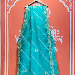 ORGANZA GOTA PATTI LEHERIYA HANDWORK SAREE