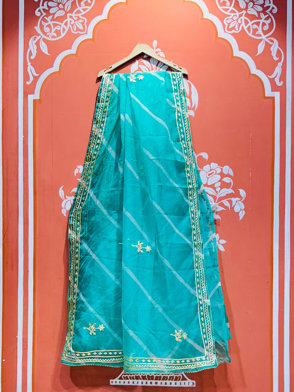 ORGANZA GOTA PATTI LEHERIYA HANDWORK SAREE