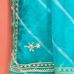 ORGANZA GOTA PATTI LEHERIYA HANDWORK SAREE