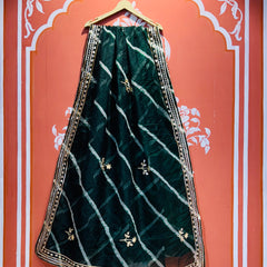 ORGANZA GOTA PATTI LEHERIYA HANDWORK SAREE