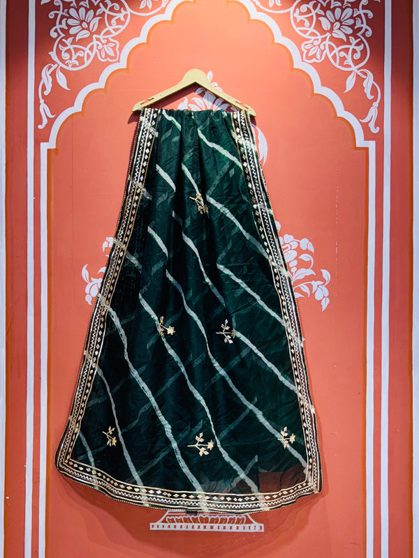 ORGANZA GOTA PATTI LEHERIYA HANDWORK SAREE