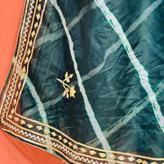 ORGANZA GOTA PATTI LEHERIYA HANDWORK SAREE