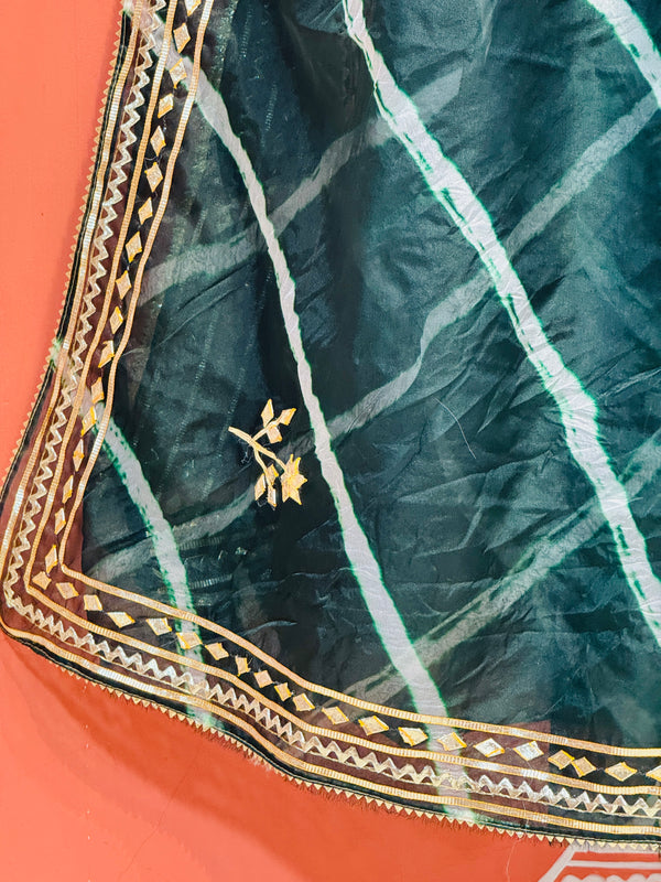 ORGANZA GOTA PATTI LEHERIYA HANDWORK SAREE