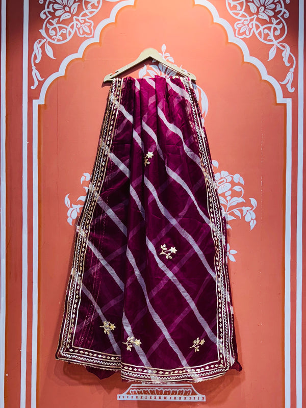ORGANZA GOTA PATTI LEHERIYA HANDWORK SAREE