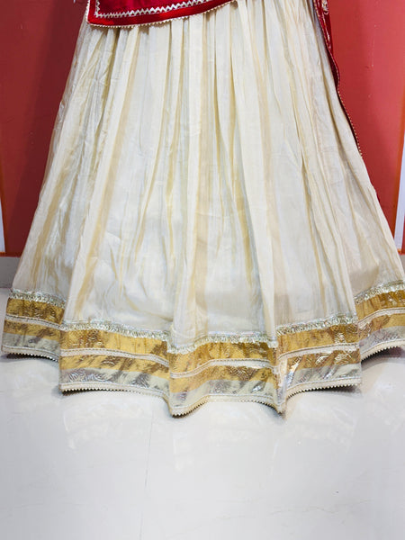 COSMOS TISSUE LEHENGA KACHI PATTI PELIYA DUPATTA