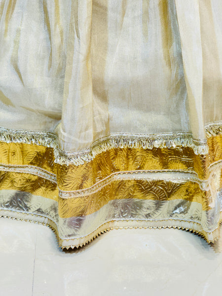 COSMOS TISSUE LEHENGA KACHI PATTI PELIYA DUPATTA