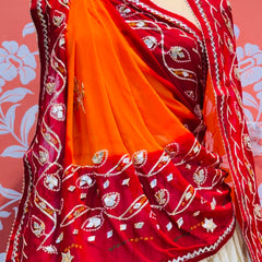 COSMOS TISSUE LEHENGA KACHI PATTI PELIYA DUPATTA