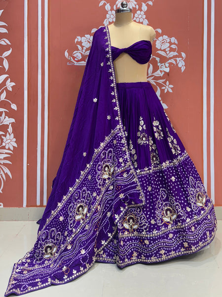 PURE GAZI SILK BHANDEJ LEHENGA