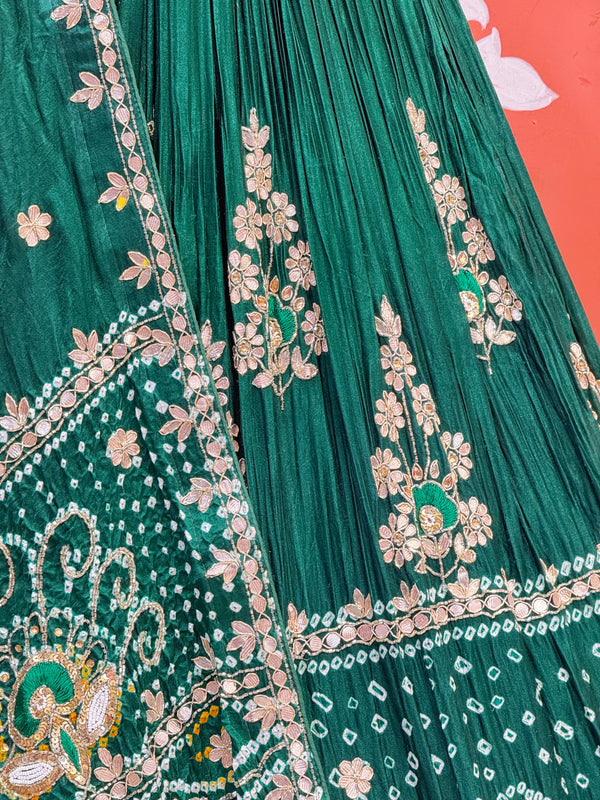 PURE GAZI SILK BHANDEJ LEHENGA