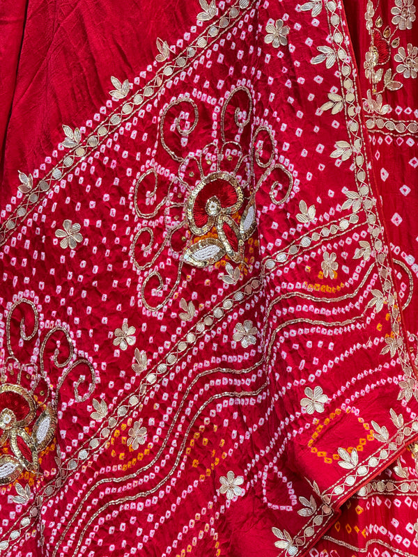 PURE GAZI SILK BHANDEJ LEHENGA