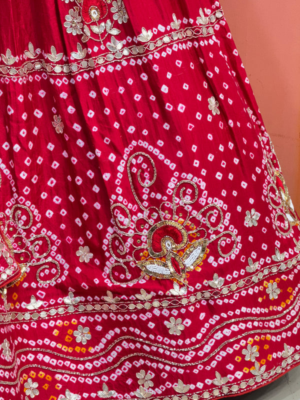 PURE GAZI SILK BHANDEJ LEHENGA