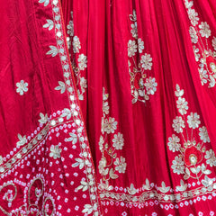 PURE GAZI SILK BHANDEJ LEHENGA