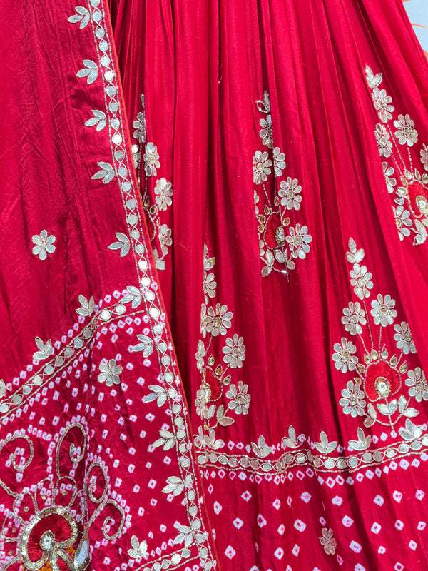 PURE GAZI SILK BHANDEJ LEHENGA