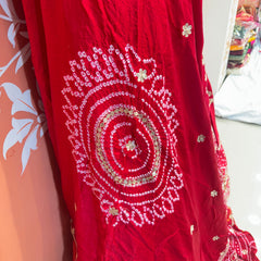 PURE GAZI SILK BHANDEJ LEHENGA
