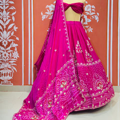 PURE GAZI SILK BHANDEJ LEHENGA