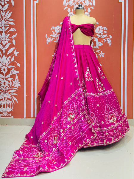 PURE GAZI SILK BHANDEJ LEHENGA