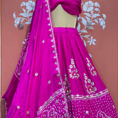 PURE GAZI SILK BHANDEJ LEHENGA