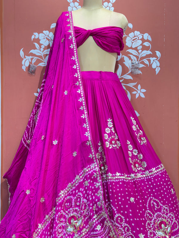 PURE GAZI SILK BHANDEJ LEHENGA
