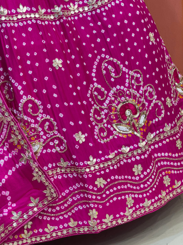 PURE GAZI SILK BHANDEJ LEHENGA