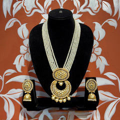 Traditional Pearl Beaded Kundan Choker Necklace Set with Jhumka Earrings
