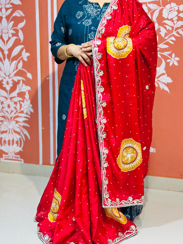 PURE CHINON GOTA PATTI SAREE