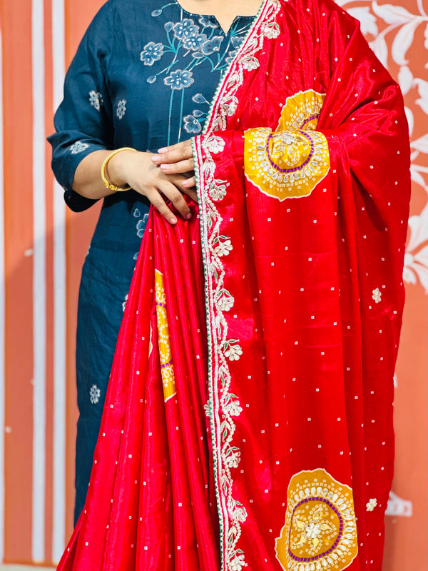 PURE CHINON GOTA PATTI SAREE