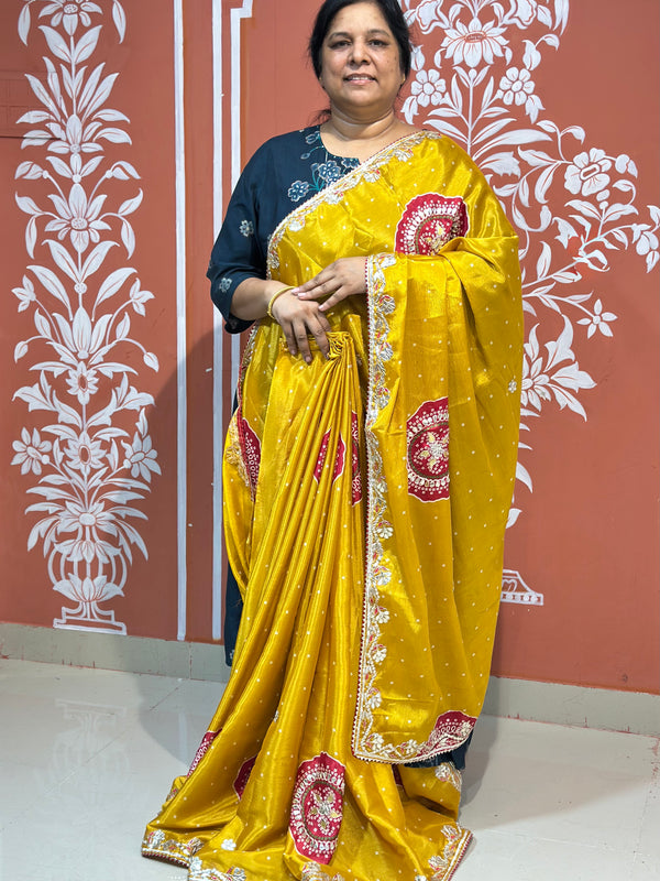 PURE CHINON GOTA PATTI SAREE