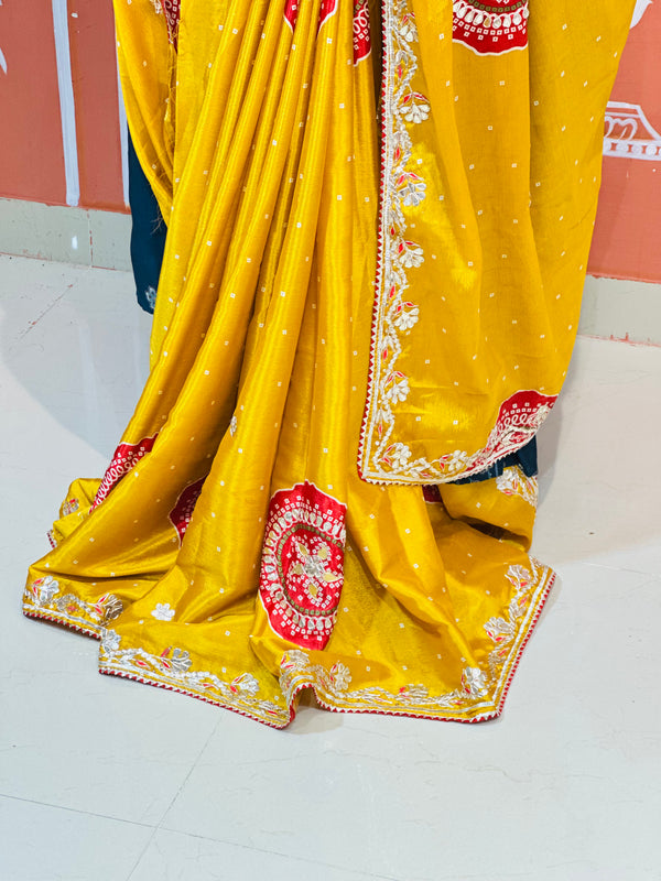 PURE CHINON GOTA PATTI SAREE
