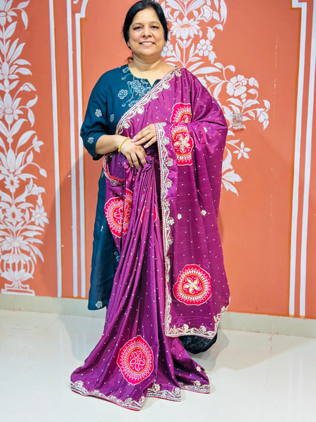PURE CHINON GOTA PATTI SAREE
