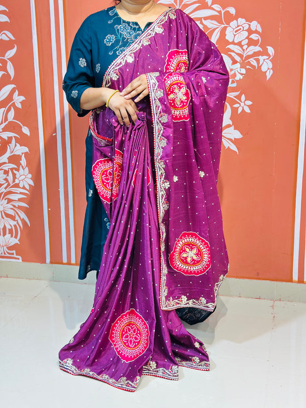 PURE CHINON GOTA PATTI SAREE