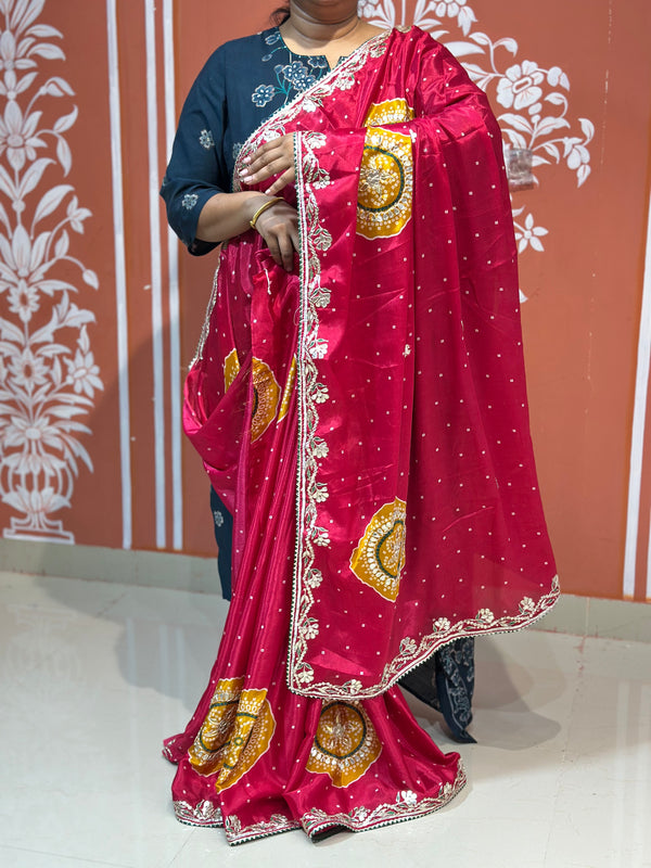 PURE CHINON GOTA PATTI SAREE