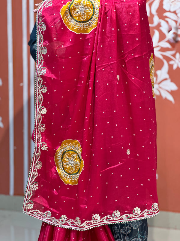 PURE CHINON GOTA PATTI SAREE