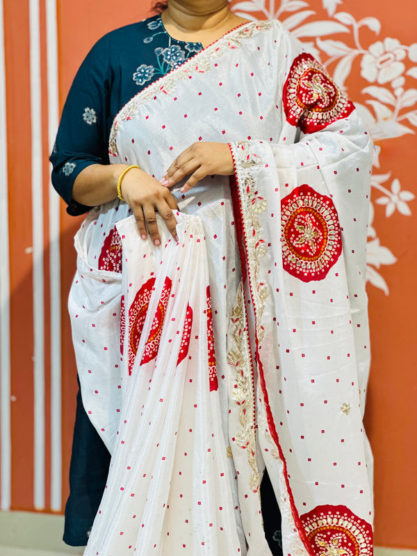 PURE CHINON GOTA PATTI SAREE