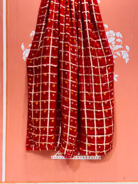 PURE GEORGETTE BHANDEJ GHATCHOLA SAREE
