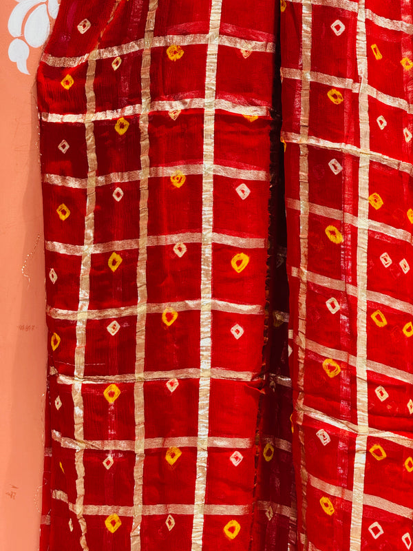 PURE GEORGETTE BHANDEJ GHATCHOLA SAREE