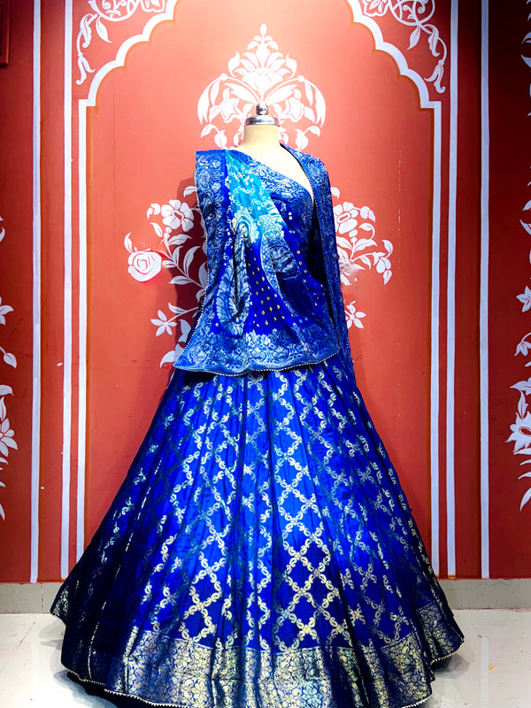 ROYAL BLUE GHATCHOLA FULL FLARED LEHENGA