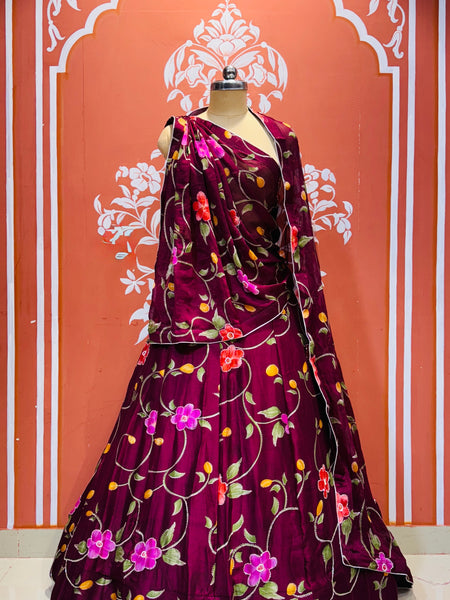 MOSH CRAPE FLORAL LEHENGA