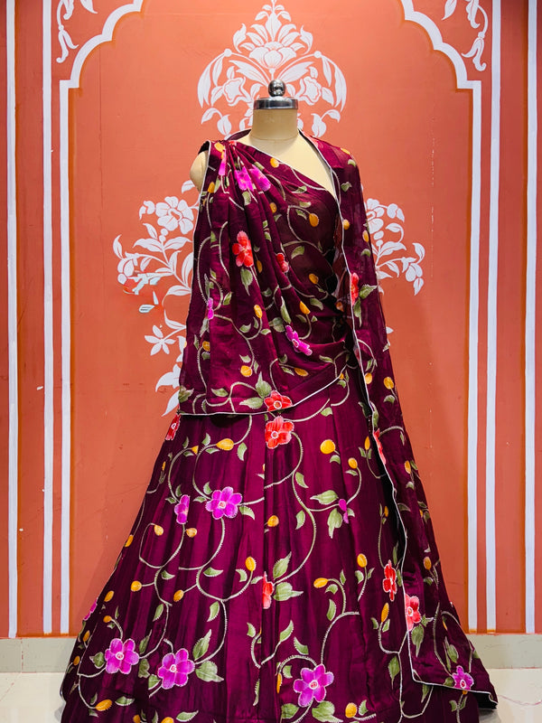 MOSH CRAPE FLORAL LEHENGA