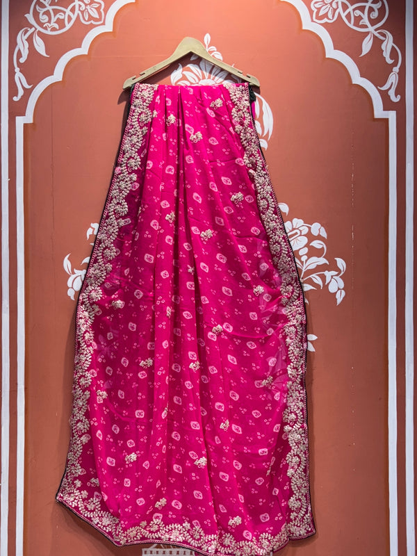 GEORGETTE PITTAN WORK SAREE