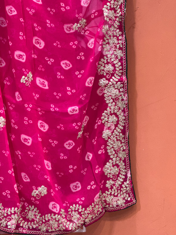 GEORGETTE PITTAN WORK SAREE