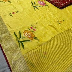 PURE RUSSIAN SILK HANDBRUSH PRINT SAREE