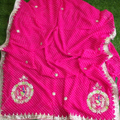 MOTHRA PINK LEHERIYA GOTA PATTI WORK SAREE