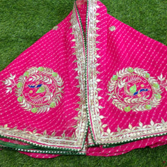 MOTHRA PINK LEHERIYA GOTA PATTI WORK SAREE