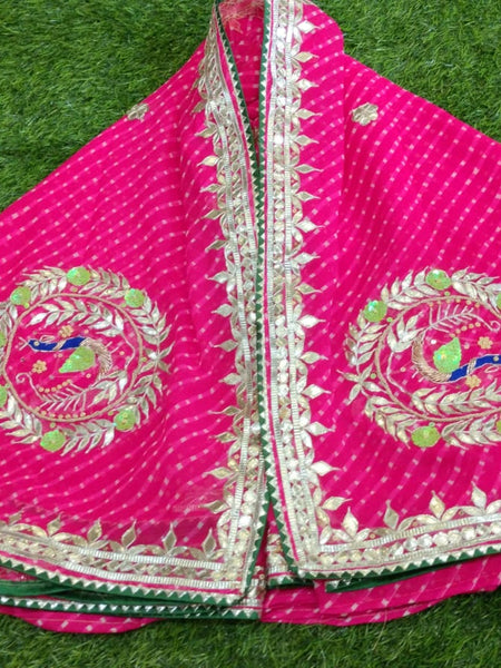 MOTHRA PINK LEHERIYA GOTA PATTI WORK SAREE