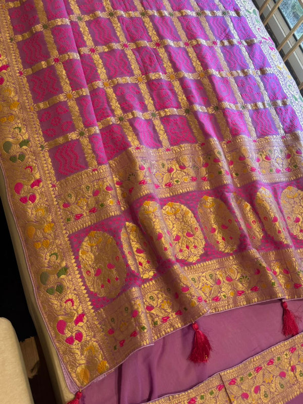 GHATCHOLA KHADDI GEORGETTE ZARI WEAVING SAREE