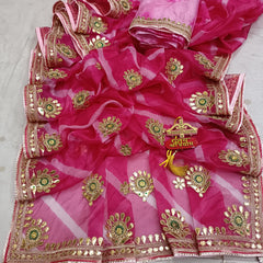 LEHERIYA ORGANZA HANDWORK GOTA PATTI SAREE